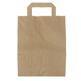 Flat Handle Kraft Paper Bags 80g/m² 22+10x28cm (50 Units)