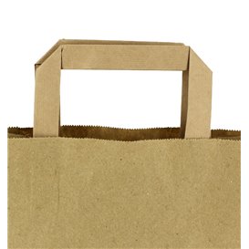 Flat Handle Kraft Paper Bags 80g/m² 22+10x28cm (50 Units)