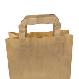 Flat Handle Kraft Paper Bags 80g/m² 22+10x28cm (50 Units)