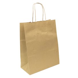Flat Handle Kraft Paper Bags 80g/m² 22+10x28cm (250 Units)