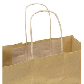 Flat Handle Kraft Paper Bags 80g/m² 22+10x28cm (250 Units)