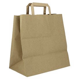 Flat Handle Kraft Paper Bags 80g/m² 28+17x29cm (50 Units)