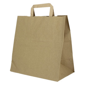 Flat Handle Kraft Paper Bags 80g/m² 28+17x29cm (50 Units)