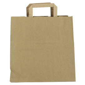 Flat Handle Kraft Paper Bags 80g/m² 28+17x29cm (50 Units)