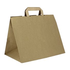 Flat Handle Kraft Paper Bags 80g/m² 32+21x26cm (50 Units)