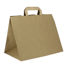 Flat Handle Kraft Paper Bags 80g/m² 32+21x26cm (50 Units)