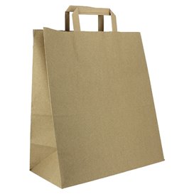 Flat Handle Kraft Paper Bags 80g/m² 32+16x35cm (50 Units)