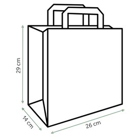 Flat Handle Kraft Paper Bags 80g/m² 26+14x29cm (50 Units)
