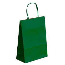 Paper Bag with Handles Kraft Green 80g/m² 26+14x32cm (250 Units) 