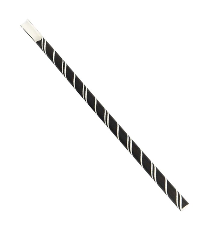 Paper Spoon Straw Straight Black Ø0,8cm 21cm (5000 Units)