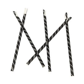 Paper Spoon Straw Straight Black Ø0,8cm 21cm (5000 Units)