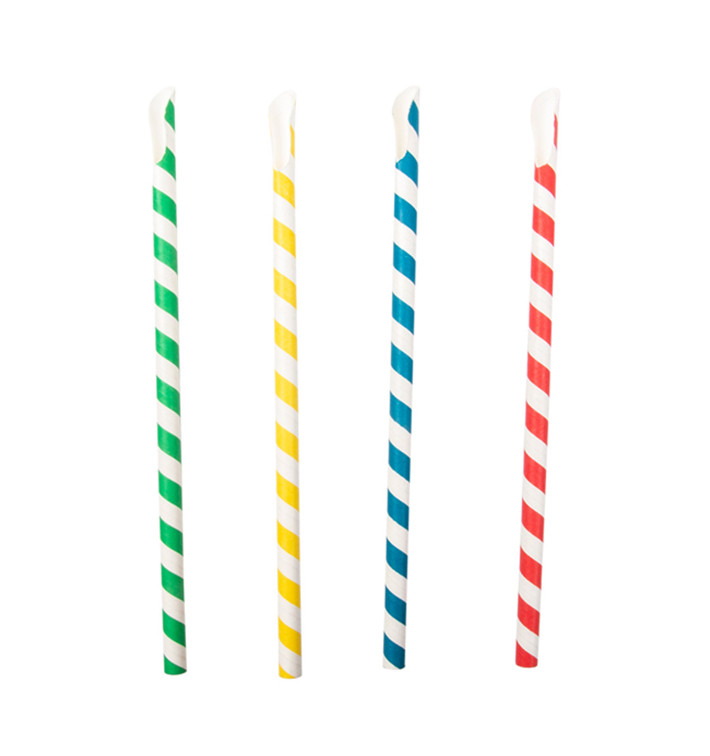 Paper Straw Straight Spoon Assorted Ø0,8cm 21cm (100 Units) Paper Straw Straight Spoon Assorted Ø0,8cm 21cm (100 Units)