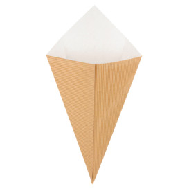 Paper Carrugated Dipping Cone Kraft 27cm 250g (600 Units)