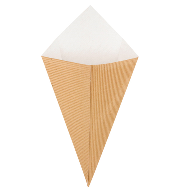 Paper Carrugated Dipping Cone Kraft 27cm 250g (100 Units)