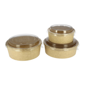 Paper Container Kraft-Kraft + RPET Lid 33Oz/1000 ml (100 Units)