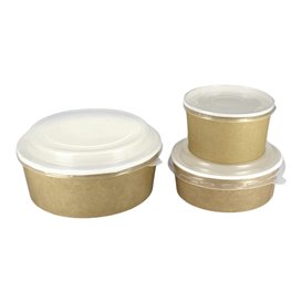 Biodegradable 500ml Kraft Hot Soup Paper Serving Bowls With Lid