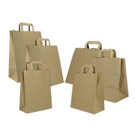 Flat Handle Kraft Paper Bags 80g/m² 28+17x29cm (50 Units)