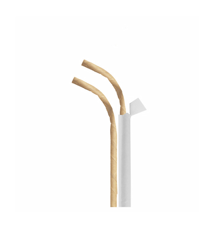Paper Straw Flexible Pack Wrapped Ø0,6cm 23cm (250 Units) Paper Straw Flexible Pack Wrapped Ø0,6cm 23cm (250 Units)