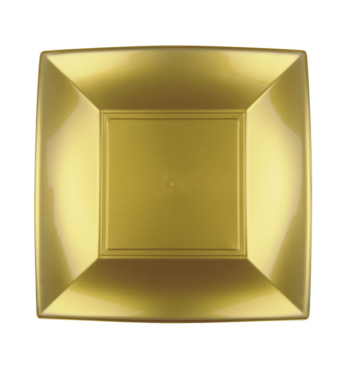 Plastic Plate Flat Gold "Nice" PP 18 cm (12 Units) Plastic Plate Flat Gold "Nice" PP 18 cm (12 Units)