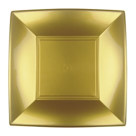 Plastic Plate Flat Gold "Nice" PP 18 cm (300 Units)