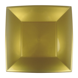 Plastic Plate Flat Gold "Nice" PP 29 cm (12 Units) 