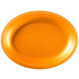 Plastic Platter Microwavable Oval Shape Gold "Round" 25,5x19 cm (250 Units)