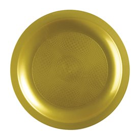 Plastic Plate Flat Gold "Round" PP Ø18,5 cm (25 Units) 