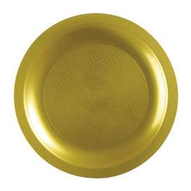 Plastic Plate Flat Gold "Round" PP Ø18,5 cm (25 Units) 