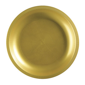 Plastic Plate Flat Gold "Round" PP Ø22 cm (25 Units) 