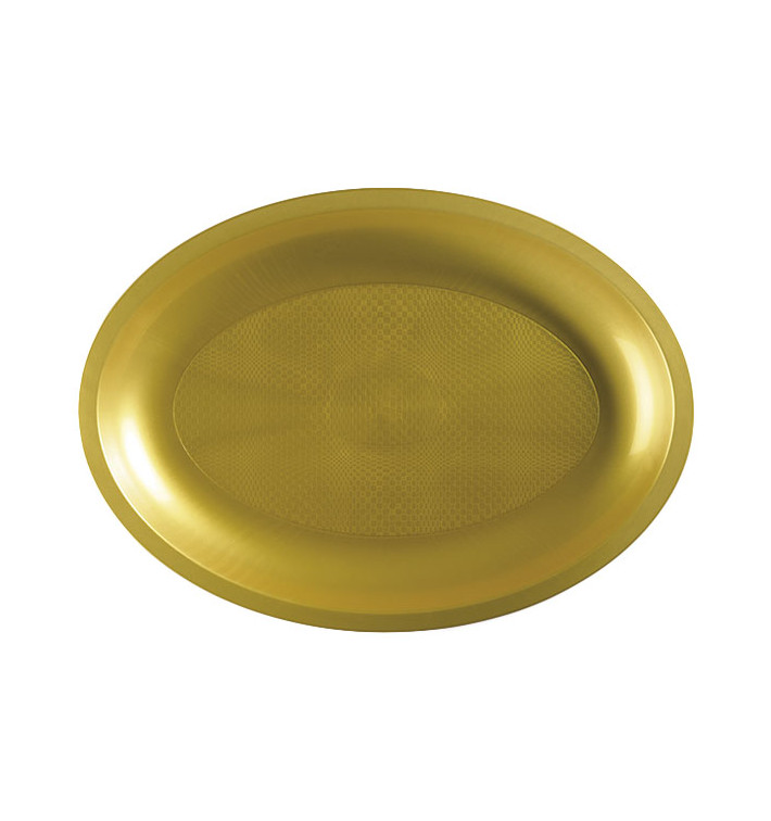 Plastic Platter Microwavable Oval Shape Gold "Round" 31,5x22 cm (10 Units) Plastic Platter Microwavable Oval Shape Gold "Round" 31,5x22 cm (10 Units)