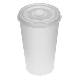 Plastic Lid with Straw Slot PS Ø7,4cm for Foam Cup 6 Oz/7 Oz and Paper Cup 6 Oz (100 Units)