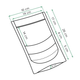 Paper Doypack White with self closing and Window 16+8x26cm (50 Units)