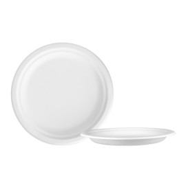 Sugarcane Plate Ø2C White Ø22,5 cm (50 Units) 