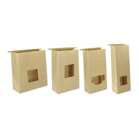 Paper Bag without Handle Kraft and Window 12+6x23,5cm (50 Uds)