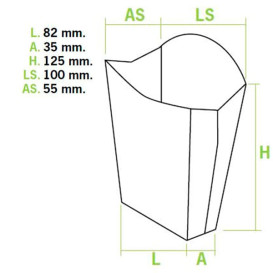 Paper French Fries Scoop Container Kraft Medium size 8,2x3,5x12,5cm (25 Units) 