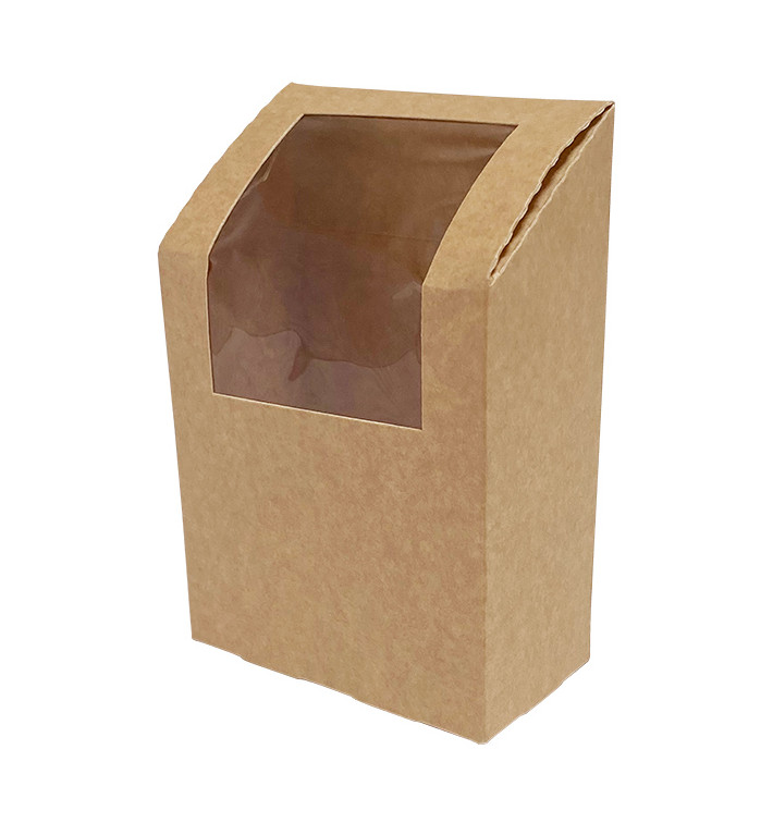 Paper Take-Out Container with Window Kraft for Wrap 90x50x130mm (500 Units) Paper Take-Out Container with Window Kraft for Wrap 90x50x130mm (500 Units)