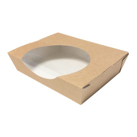 Kraft Cardboard Salad Bowl with Window 750ml (250 Units)