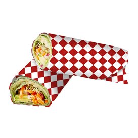 Paper Food Wrap Grease-Proof “Vichy” Red 31x35cm (1000 Units) 