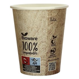 Paper Cup PLA "BioWare" Eco-Friendly 9 Oz/270ml Ø8,0cm (50 Units) 
