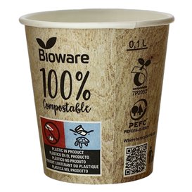 Paper Cup PLA "BioWare" Eco-Friendly 4 Oz/120ml Ø6,2cm (80 Units)