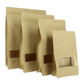 Paper StandUp Kraft with self closing and Window 25+10x35cm (250 Units)