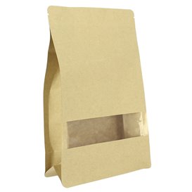 Paper StandUp Kraft with self closing and Window 16+8x26cm (50 Units)