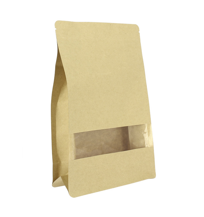 Paper StandUp Kraft with self closing and Window 16+8x26cm (500 Units) Paper StandUp Kraft with self closing and Window 16+8x26cm (500 Units)