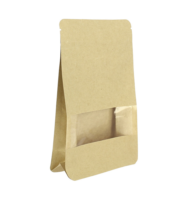 Paper StandUp Kraft with self closing and Window 12+6x20cm (1000 Units) Paper StandUp Kraft with self closing and Window 12+6x20cm (1000 Units)