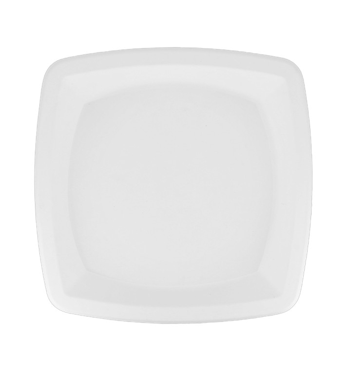 Sugarcane Plate Square shape White 25 cm (125 Units) Sugarcane Plate Square shape White 25 cm (125 Units)
