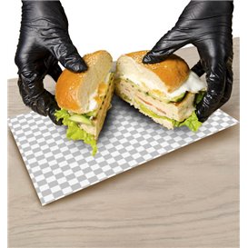 Paper Food Wrap Grease-Proof “Vichy” Black 20x24,5cm (1000 Units) 