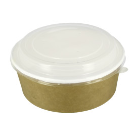 Paper Soup Bowl with Lid Kraft PP 33Oz/1000ml (25 Units)