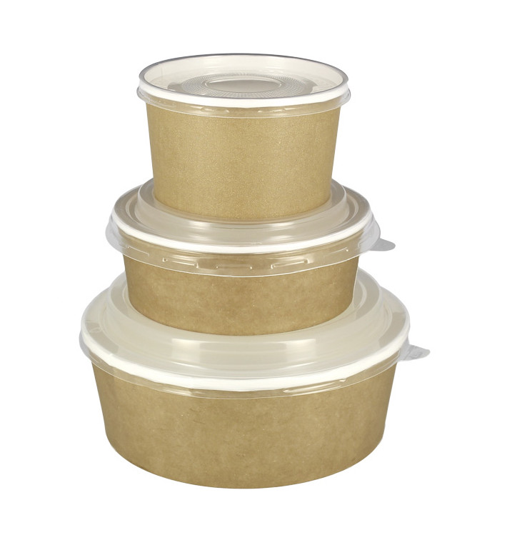 Paper Soup Bowl with Lid Kraft PP 25 Oz/750ml (50 Units)