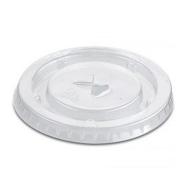 Plastic Lid with Straw Slot PP Crystal Flat Ø7,9cm (1.000 Units)