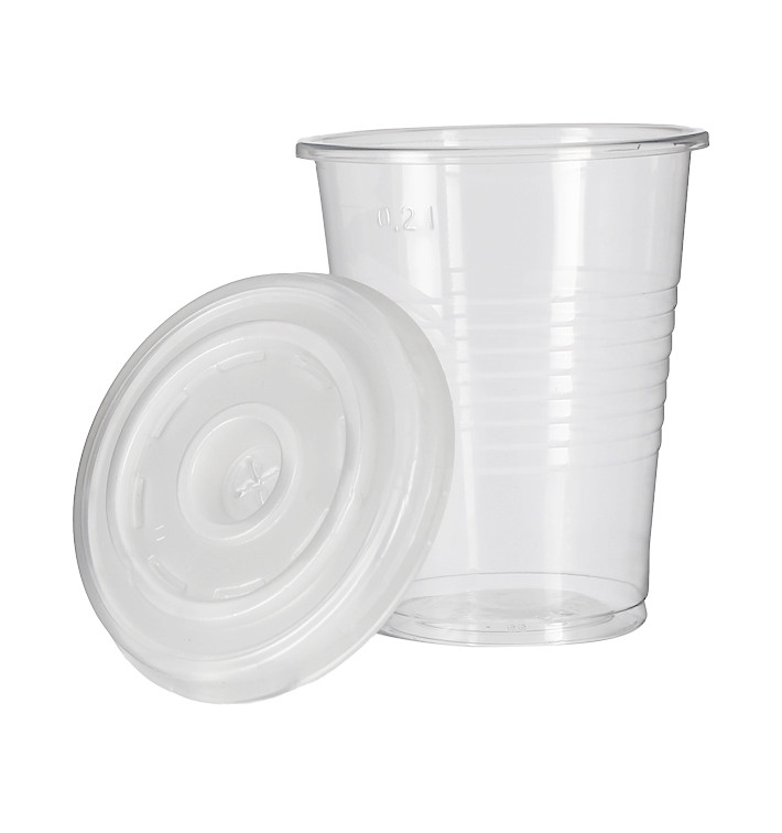 Transparent PP Cup 240ml + Travel Cross Lid PS Ø7,4cm (1.000 Units) Transparent PP Cup 240ml + Travel Cross Lid PS Ø7,4cm (1.000 Units)